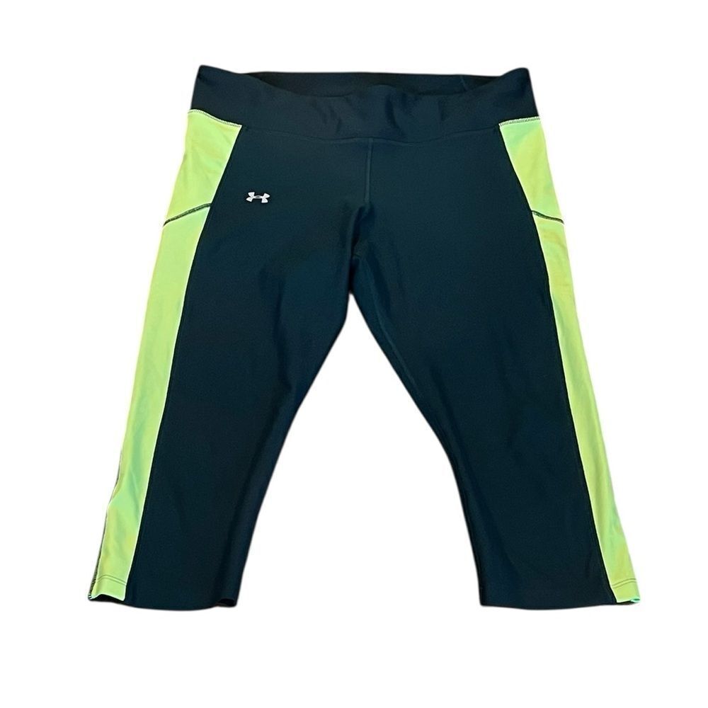 Under Armour Women’s Green‎ And Yellow Cropped Athletic Pants, Size XL